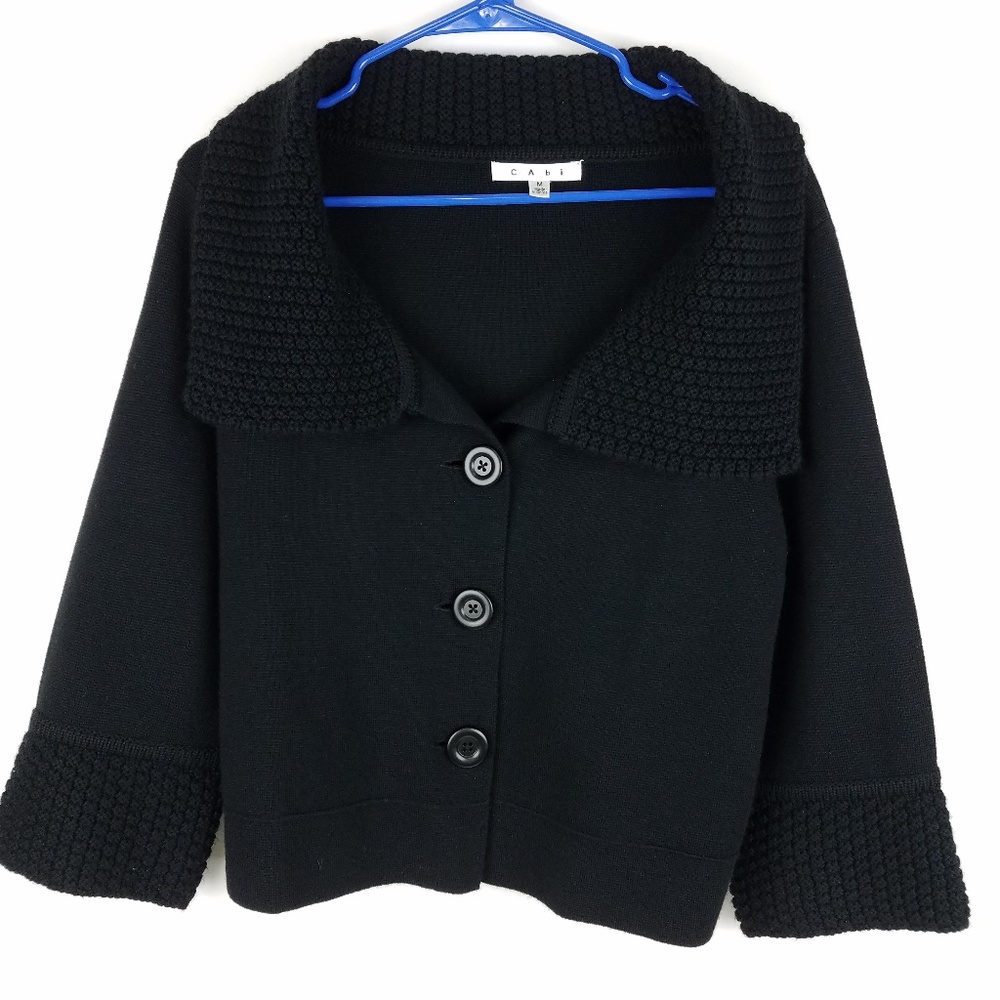 Cabi Womens Medium Black Sweater button front